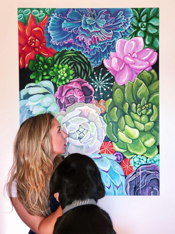 Bloom 1 with dog Lani by artist Jessi Huey